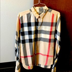 Men’s Burberry Long-Sleeve Check Shirt XL